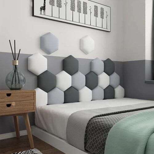3D Wall Sticker Household Hexagonal Headboard for Kids Room Decor Soft Bag Wall Background Decor Self-adhesive Furniture Sticker
