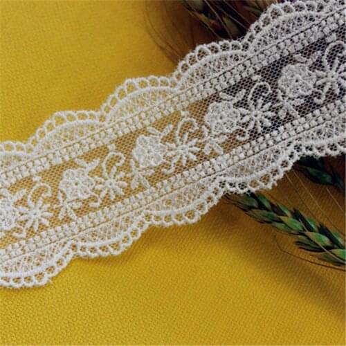 4Yds/lot 5cm wide Exquisitewhite rayon pattern embroidery lace Clothes skirt cuffs sewing trimming clothing accessories AC471