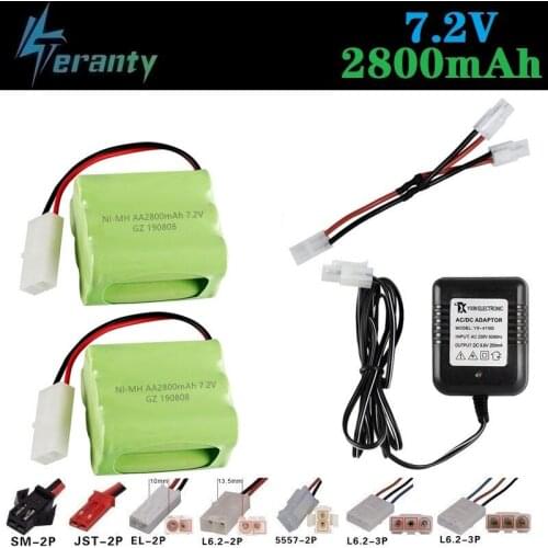7.2v 2800mAh Battery and Charger For RC Cars Robots Tanks Guns Boats 7.2v NiMH Battery Aa 2400mah 7.2v Rechargeable Battery Pack