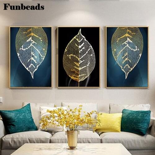 Diamond Painting Mosaic Leaf Full Square and Round 3pcs 5D Diamond Painting New 2021 Factory Diamond Embroidery Sales FF4068