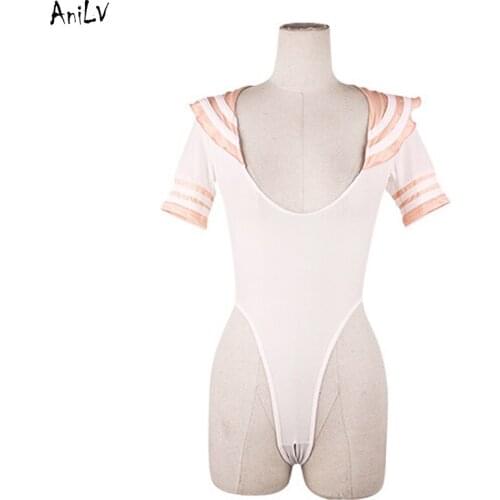 AniLV Japanese Anime Student Sailor One-Piece Swimsuit Bodycon Costume Uniform Temptation Lingerie Swimwear Pajamas Cosplay