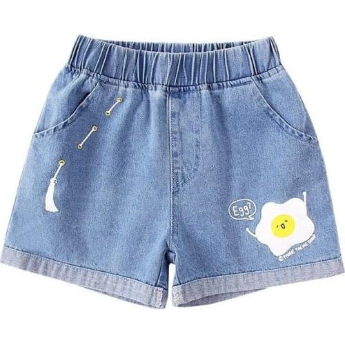 Girls Summer Shorts 2021 New Childrens Denim Shorts Cute Print Casual Shorts for Girls Clothes Teens Beach Shorts 4 6 8 10 12 Y