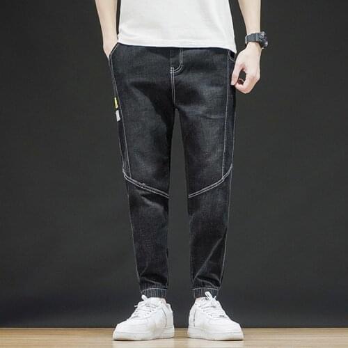 Summer Mens Jeans Fashion Beam feet Men Jeans Denim Jogger Design Hip Hop Joggers For Men Fit Denim Pants Mens Elastic Waist Ha