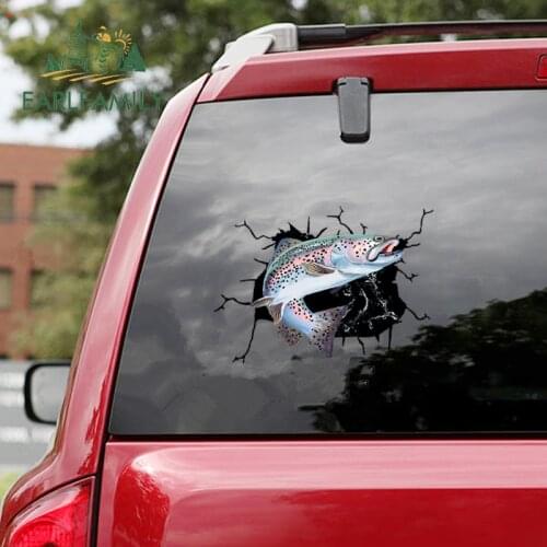 EARLFAMILY 13cm for Trout Fish Car Stickers Graffiti Decal Motorcycle Surfboard Sticker Windshield Campervan RV JDM VAN Decals