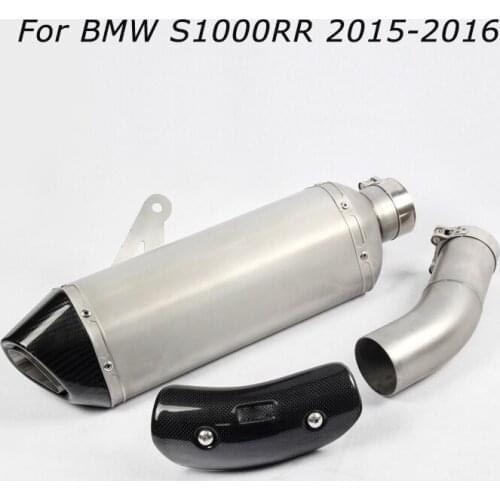 Slip for BMW S1000RR 2015 2016 Motorcycle Exhaust Muffler Tail Tube Mid Link Pipe System with Heat Shield Cover Carbon Fiber
