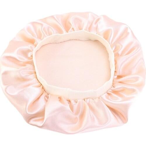 32cm Headwear Adjustable Solid Satin Bonnet Hair Styling Cap Silk Long Hair Care Women Night Sleep Hat Head Wrap Styling Tools