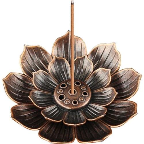 Zinc Alloy Incense Burner Lotus Aromatherapy Plate Tray Lotus Flower Incense Stick Holder Living Room Yoga Meditation Item