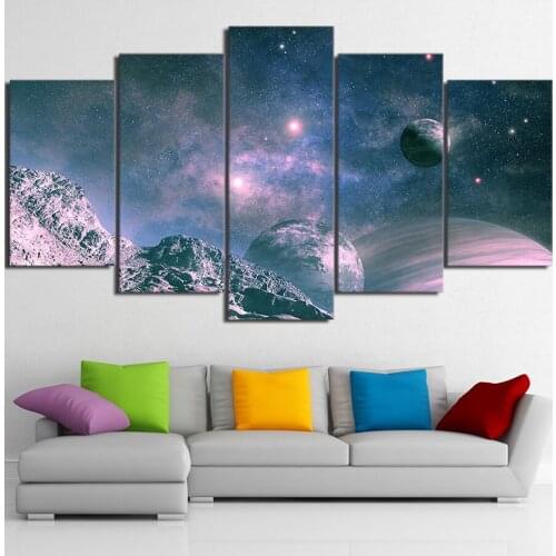 HD printed 5 Piece Canvas Painting Universe Starry Sky Space Posters Modular Wall Pictures for Living Room Home Decor