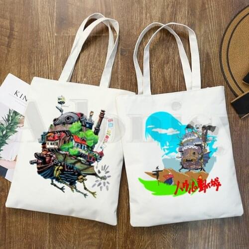 Howls Moving Castle Cartoon Print Shopping Bags Girls Fashion Life Casual Howls Moving Castle Pacakge Studio Ghibli Hand Bag