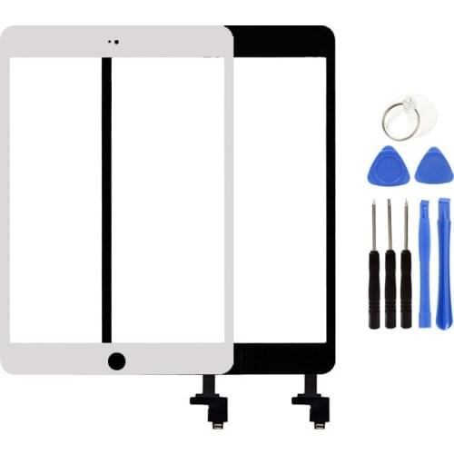 1Pcs For iPad Mini 1 2 A1432 A1454 A1455 A1489 A1490 A1491 Touch Screen Digitizer Sensor+IC Chip Connector Flex+Key Button