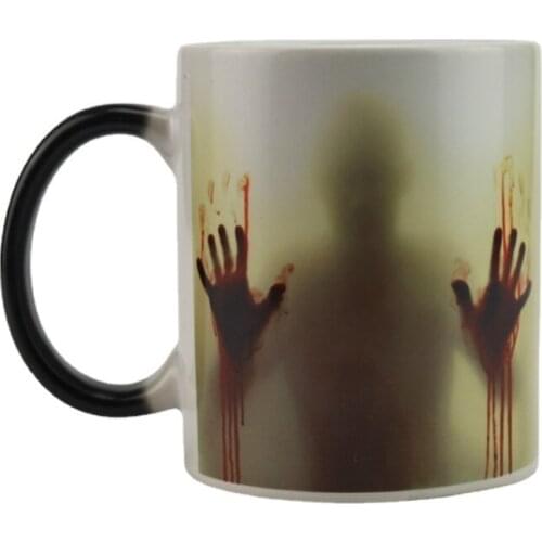 Ceramic Mug Handle American Cartoon Black Discoloration When Exposed To Heat Zombie Cup Coffee Mug Tea Water Ware Drinkware
