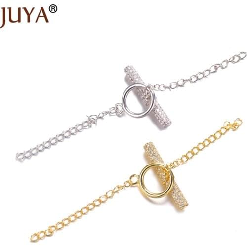 Juya Supplies for Jewelry Connectors Luxury AAA Zirconia Toggle Clasp Star Charms Circle OT Clasp For Jewelry Making Accessories
