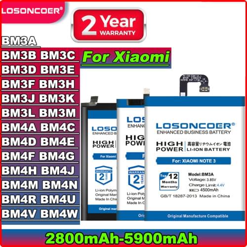 LOSONCOER Xiaomi Redmi K30 5G Phone Batteries