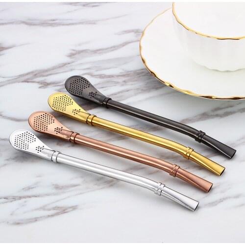 Stainless Steel Drinking Straw Spoon Tea Filter Mate Tea Reusable Filtered Spoon Tea Tools Drinking Washable Bar Accessories