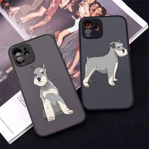 Schnauzer Phone Case For iPhone 12 11 Mini Pro XR XS Max 7 8 Plus X Matte transparent cover