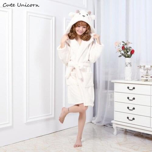 Cute Unicorn Unisex White Sheep Nightgown Cartoon Robes men women Gown Long Sexy robe Animal Sleep Robe femme homewear Bathrobe