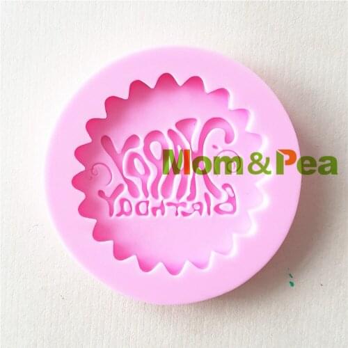 Mom&Pea 1434 Free Shipping Happy Birthday Mold Cake Decoration Fondant Cake 3D Mold Soap Mold Food Grade