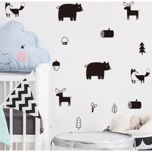 30pcs/set Nordic Style Wall Stickers Woodland Deer Bear Wall Decal Nursery Decor Baby Bedroom Living Room Vinyl Art Mural B487