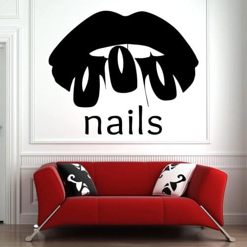 Wall Decals Beauty Salon Vinyl Sticker Nail Salon Manicure Shop Mural Wall Stickers Bedroom Girl Lip Art Pattern Removable 3756