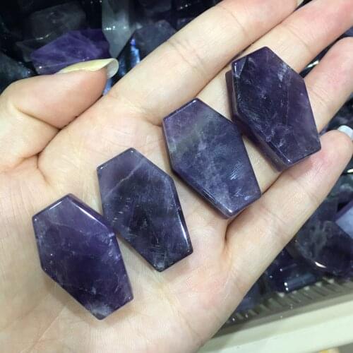 Natural Amethyst Crystal Coffin Board For Home Decor