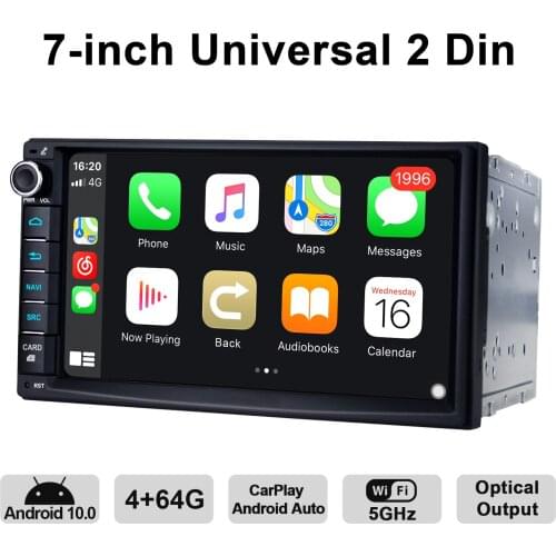Newest 7 Inch Double Din Android 10.0 System Bluetooth 5.1 Universal Car Multimedia Player 1280*720 IPS 4G HD/WiFi/Carplay