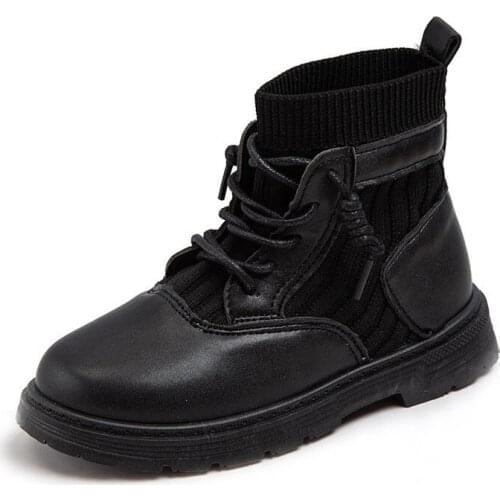Autumn Kids Black Sock Shoes Girlish Winter 2020 For Princess ChildrenS Shoes For Girl Boots Leather School 3 4 5 6 9 12 Years