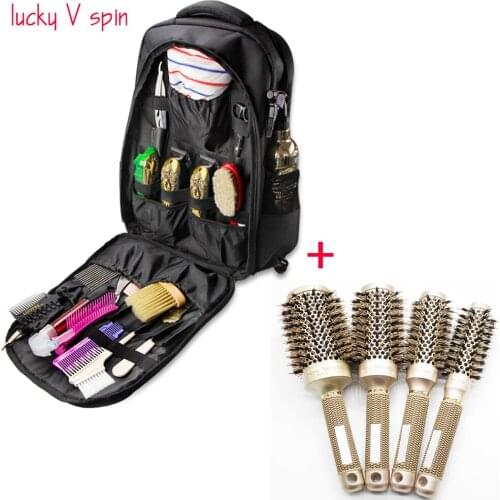Barber Storage Bag Hairdresser Backpack V Ceramic Iron Hair Brush Anti-static High Temperature Resistant Round Barrel Comb