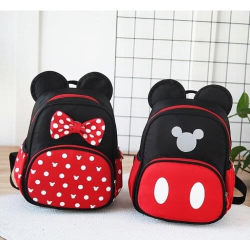 Disney Mickey Mouse Kindergarten Plush Schoolbag Boys Girls Cartoon Minnie Mickey Doll Toys For Kids Preschool Children Backpack