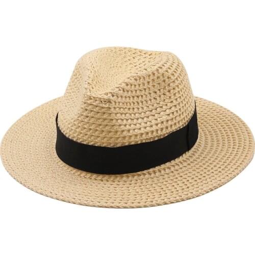 Simple Summer cotton Hat Women Panama jazz Hat Fedora Beach Vacation Wide Brim Visor Casual Summer Sun Hats for men Sombrero