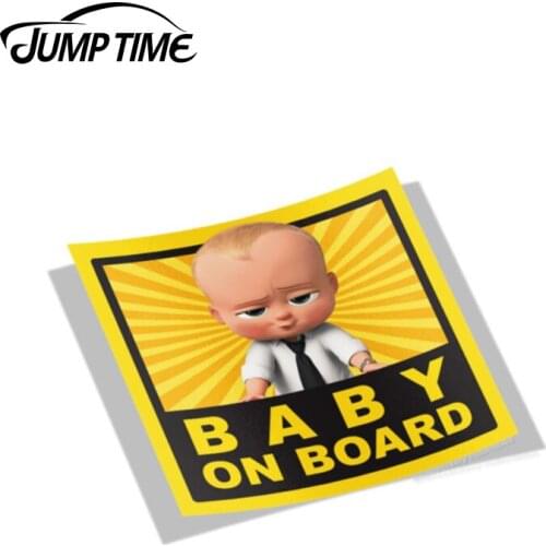 Jump Time 13cm x 13cm Boss Baby For Baby On Board Warning Vinyl Decals Stickers Funny Car Styling Bumper Window Car Stickers