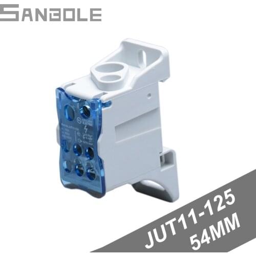 Distributor Large Current Connection Mounting Holes 54MM Terminal Block JUT11-125 Rectangle AC/DC Copper