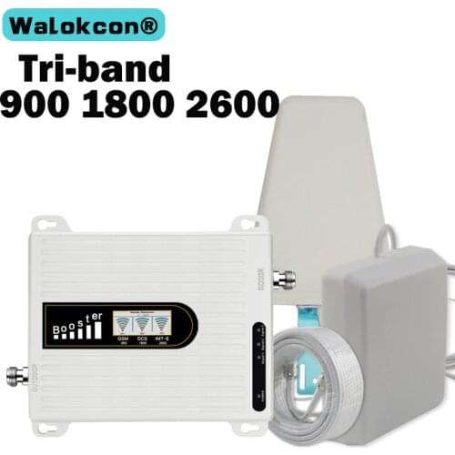 2019 2g+4g+4g Repeater 4g LTE 1800 2600 B3 B7 GSM 900 Mobile Phone Internet Signal Amplifier GSM Repeater Cellphone Antenna 70dB