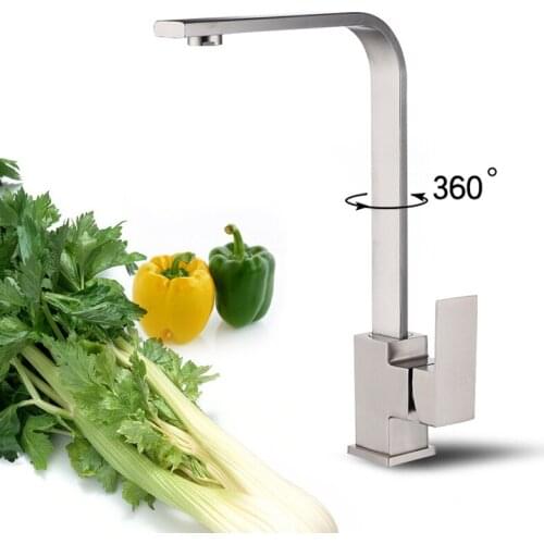 Kitchen Faucet Stainless Steel Brushed Process Swivel Basin Faucet 360 Degree Rotation Sink Tap Cold Hot Mixer Water Tap Crane