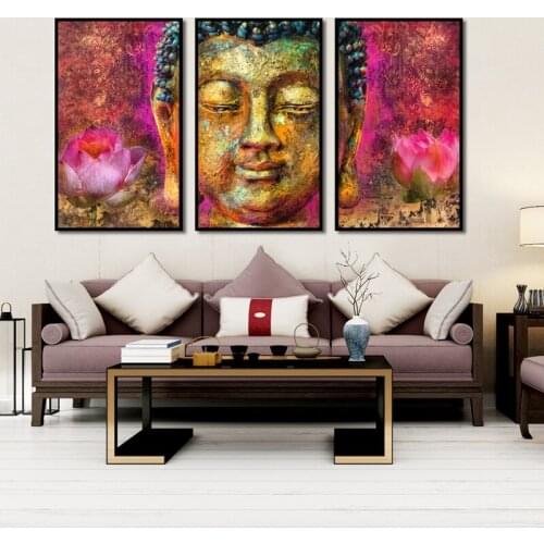 Modern Hanging Wall Art Buddha Statue Lotus Print Picture Canvas Painting Home Decor Poster For Living Room Bedroom