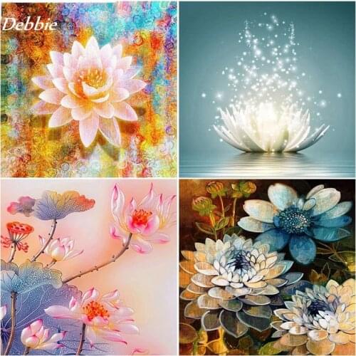 Rhinestone Painting Crystal Decoration DIY Diamond Painting Flower Lotus 5D Cross Stitch Pattern Diamond Embroidery