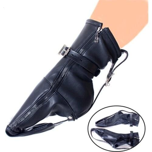 Foot Binder,Zipper Boot Bondage Restraint Straps, Feet Foot BDSM Restraint Gimp Bootie Socks,Forced Crawl Sex Toys For Couples