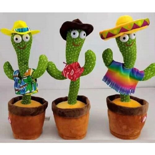 Cactu Shaking Head Dancing Car Ornament Battery Powered/USB Rechargeable Dashboard Decor Toy Gift for Kids