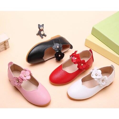 Children Kid Baby Girls Solid Flower Student Single Soft Dance Princess Shoes Princess Kids Leather Shoes For Girls Shoes Butter