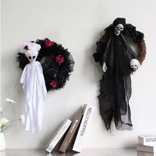 Halloween Ghost Door Hanging Ornament For Haunted House Decoration Festival Horror Party Props Terror Scary Wreath Pendant Decor