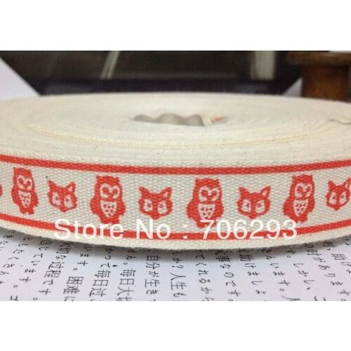 ZERZEEMOOY Wholesale 3/4"(20mmx50m) Zakka Handmade the cheapest 100% Cotton Ribbon Sewing tape Red owl Lace & Rose