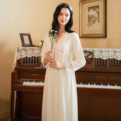 Women Homewear White Sexy Sleepwear Night Dress Lace Long Nightwear Luxury Nightgown Female Gown Plus Size Homewear