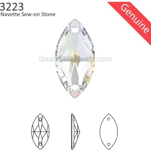 1 piece) 100% Original Crystal from Swarovski 3223 Navette Sew-on stone Marquise shape rhinestones for clothing decoration