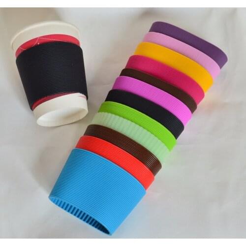20pcs/ lot Recyclable Heat insulation cup sleeves,horizontal & vertical ribs silicone sleeves children protection sleeves