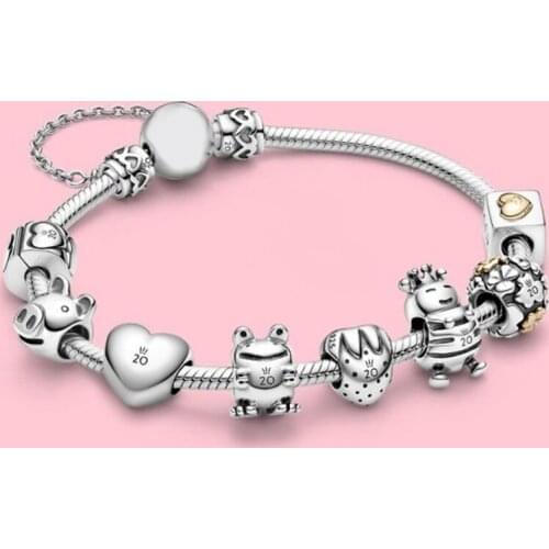 2020 New Fashion All-match 20th Anniversary Hearts Clip Charm Bracelet, Exquisite Jewelry For Girlfriend Gifts