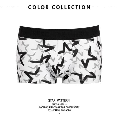 4PCS Fashion high-end comfortable cotton black, white and gray series mens boxer briefs home underwear 0050youpin