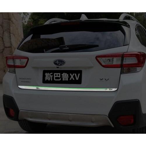 Car Stainless Steel Rear Door Tailgate Frame Bottom Trunk Plate Trim Hoods Fit For 18-19 Subaru XV 2018 2019 EMS Free shipping