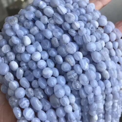Loose beads 6*8mm Chalcedony blue baroque free shape 14inch for DIY jewelry making FPPJ wholesale beads nature
