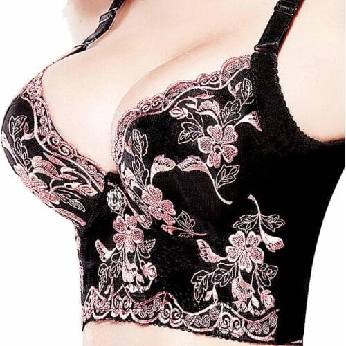 Sexy Women Push Up Minimizer Lace Busty Bras For Women Adjustable Strap Underwire Thin Bra Sexy Beading Push Up Bras Gather