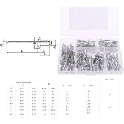 C5AD 120Pcs/set M3.2*7/9/11 M4*8/10/13 GB12618 Aluminium Blind Rivets Nail Decoration Rivets For Furniture Assortment Kit