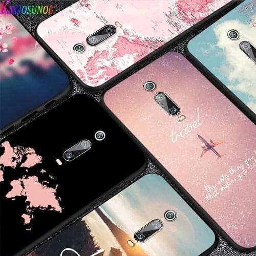 Bright Black Cover World Map Travel Plans For Xiaomi Redmi 10X 9C 9A 9 GO K20 8A 8 7A 7 S2 6A 6 5 4X Pro 5G Phone Case